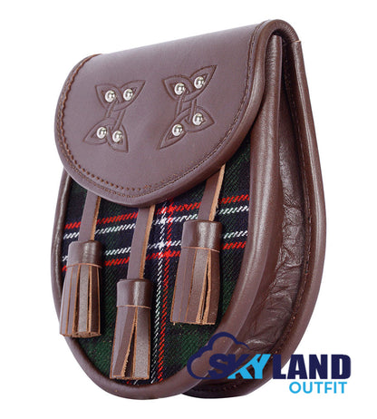 Scottish National Tartan Sporran Brown Leather Scottish Sporran image 2
