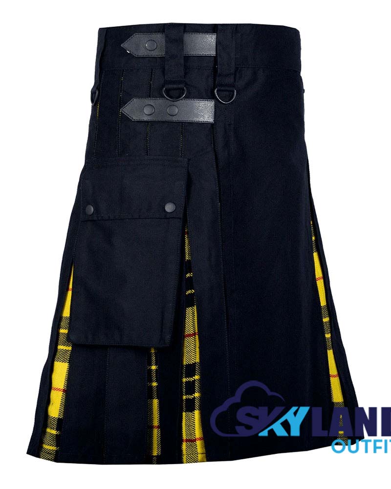 Hybrid Utility Kilts Black Cotton & MacLeod of Lewis Tartan Kilt image 1