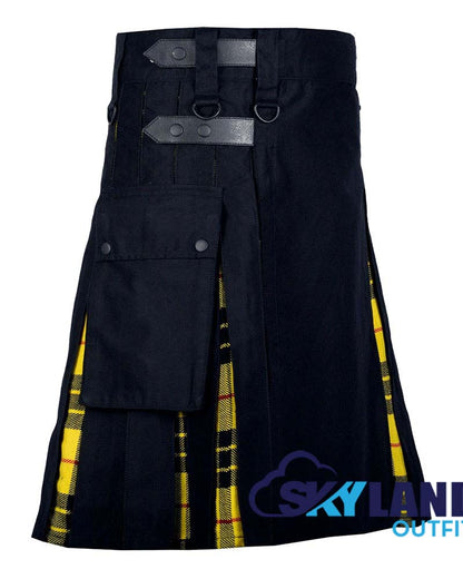 Hybrid Utility Kilts Black Cotton & MacLeod of Lewis Tartan Kilt image 1