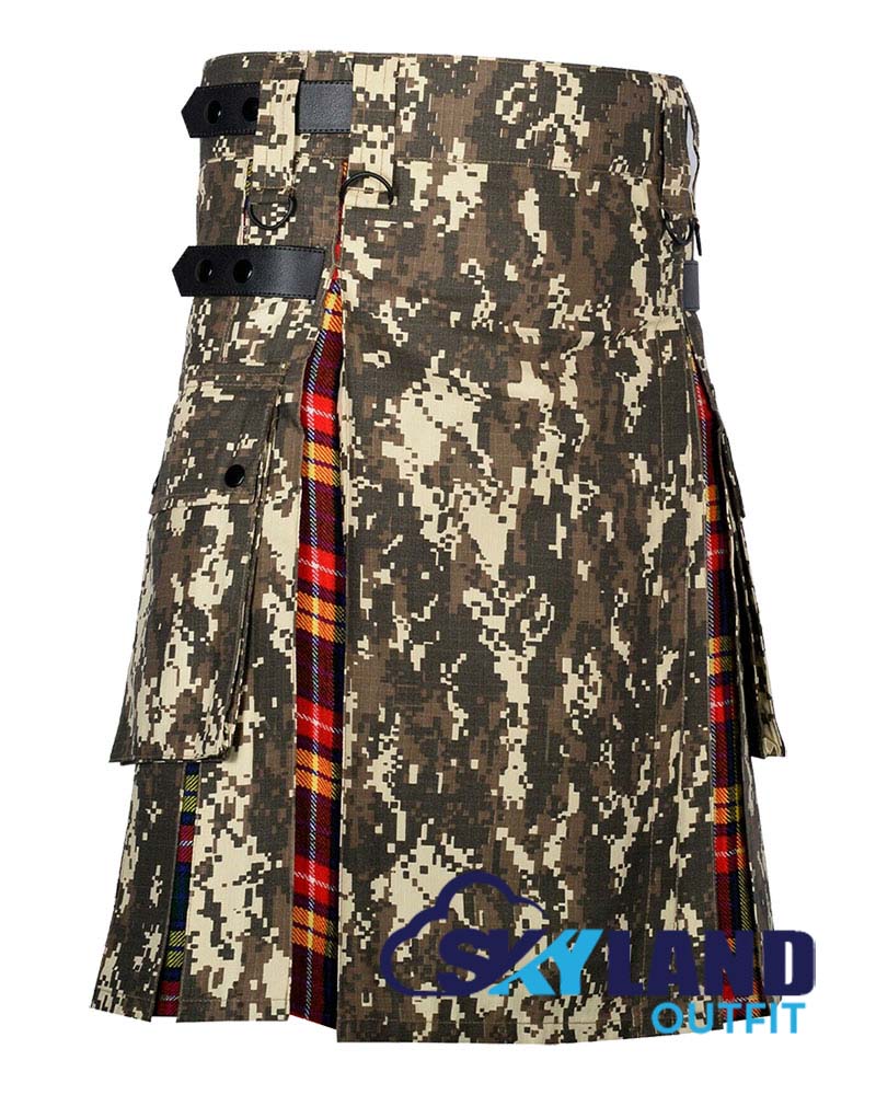 Hybrid Utility Kilts – Digital Camouflage & Buchanan Tartan Kilt image 1