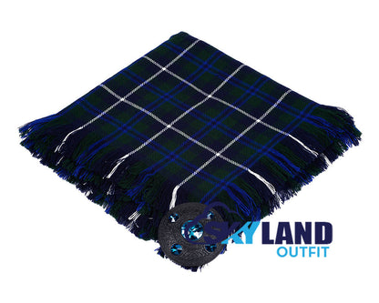 Douglas Blue Tartan Kilt Fly Plaid with Free Brooch image 0