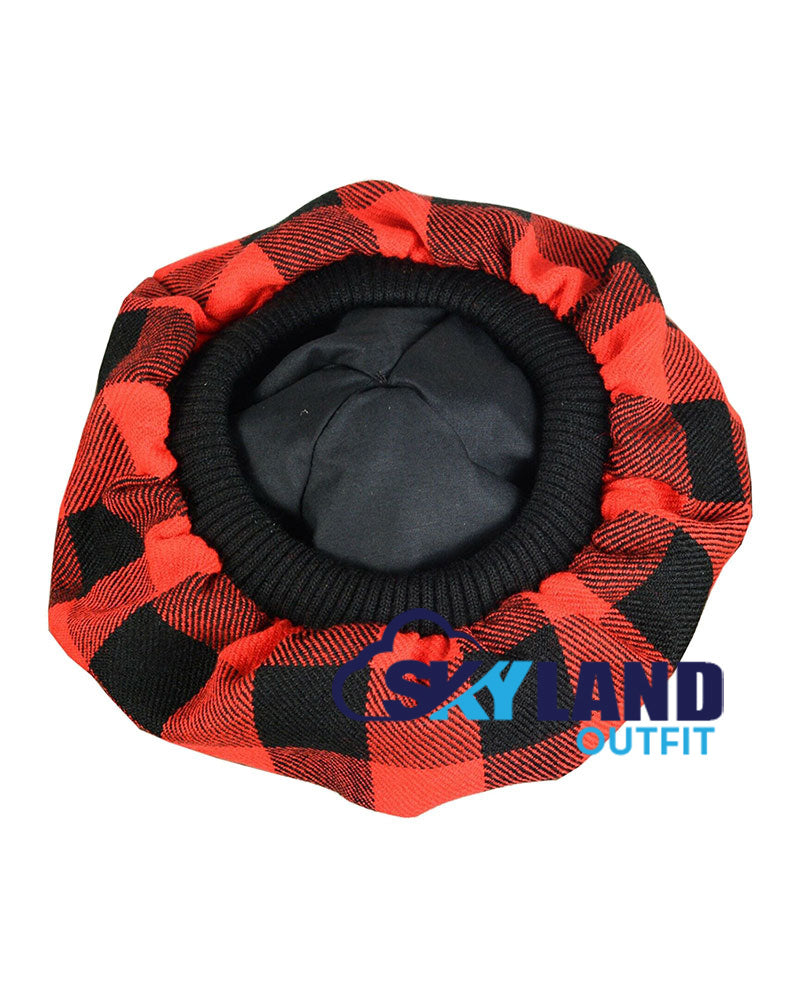 Red & Black Rob Roy Tartan Tam o' Shanter Scottish Flat Bonnet image 3