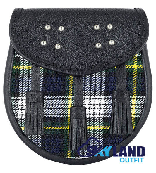 Dress Gordon Tartan Sporran Black Leather Scottish Sporran image 0