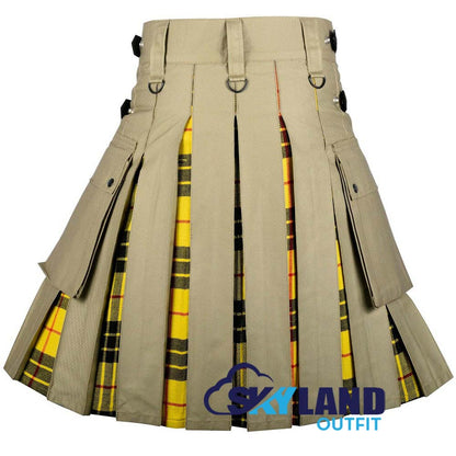 Hybrid Utility Kilts – Khaki Cotton & MacLeod of Lewis Tartan Kilt image 3