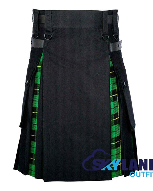 Hybrid Utility Kilts - Black Cotton & Wallace Hunting Tartan Kilt image 0