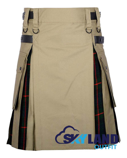 Hybrid Utility Kilts – Khaki Cotton & Gunn Tartan Kilt image 0