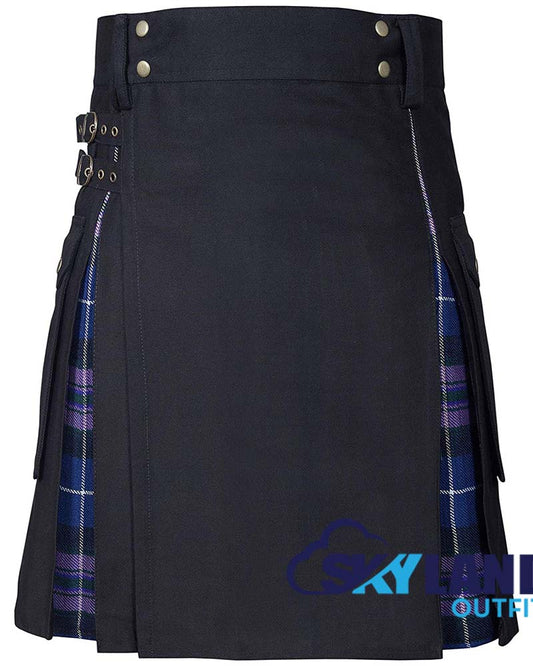 Hybrid Utility Kilts - Pride of Scotland Tartan & Black Cotton Kilt image 0