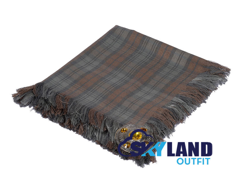 Black Watch Weathered Tartan Kilt Fly Plaid with Free Brooch image 0