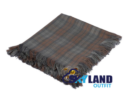 Black Watch Weathered Tartan Kilt Fly Plaid with Free Brooch image 0