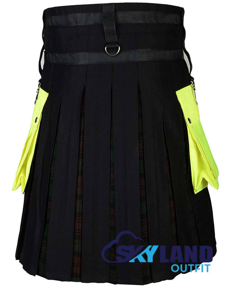 Black & Blue Hybrid Kilt – Under Brown Watch Tartan Utility Kilt