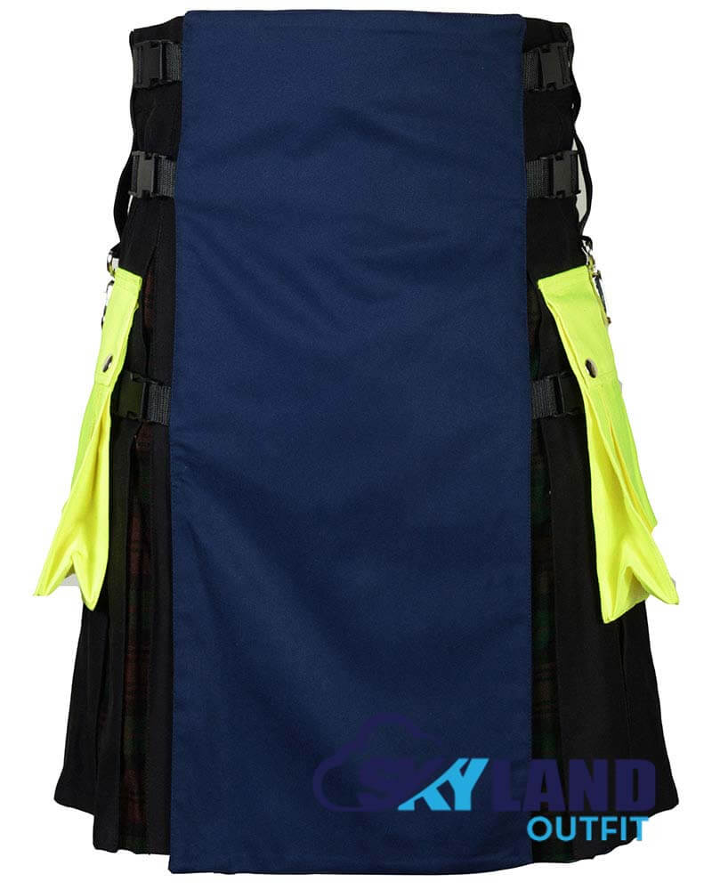 Black & Blue Hybrid Kilt – Under Brown Watch Tartan Utility Kilt