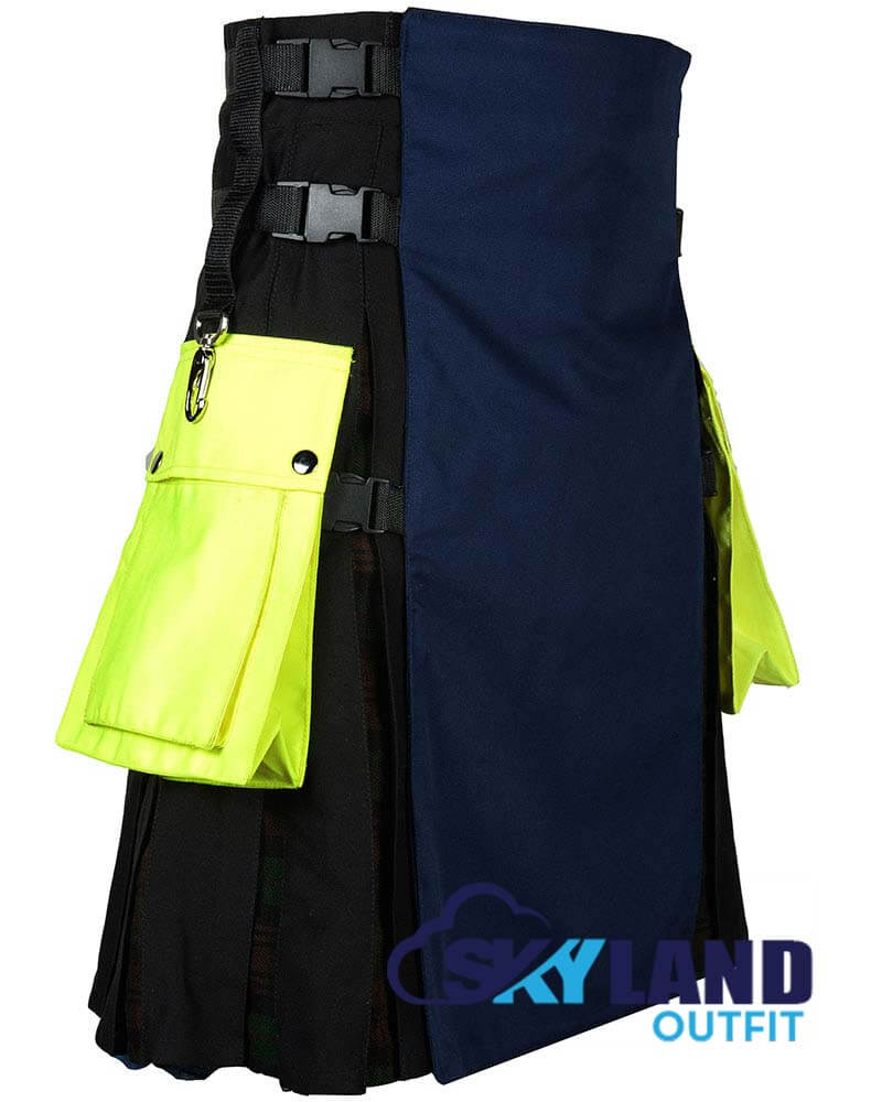 Black & Blue Hybrid Kilt – Under Brown Watch Tartan Utility Kilt