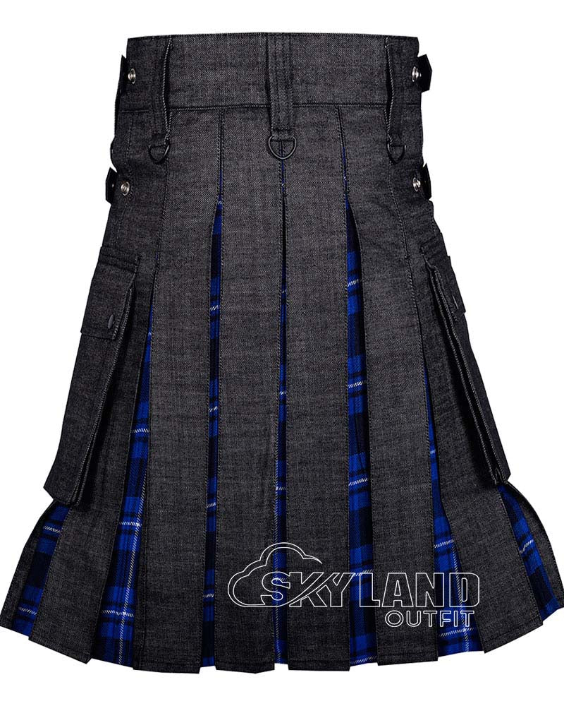 Hybrid Utility Kilts – Black Denim & American Patriot Tartan