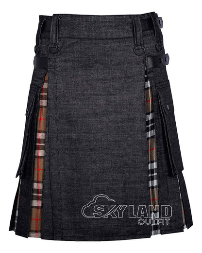 Hybrid Utility Kilts – Black Denim & Campbell Thompson Tartan