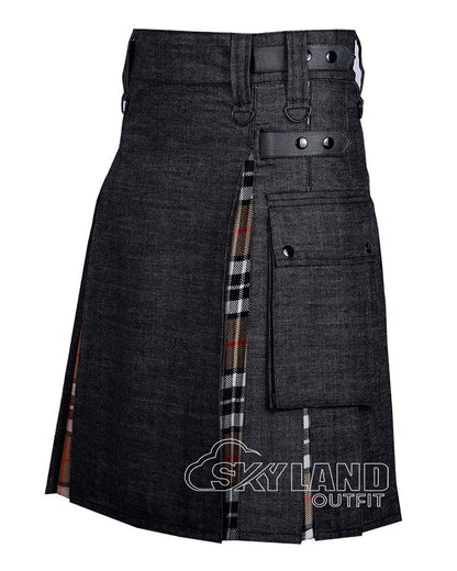 Hybrid Utility Kilts – Black Denim & Campbell Thompson Tartan