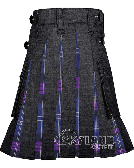 Hybrid Utility Kilts – Black Denim & MacGregor Tartan