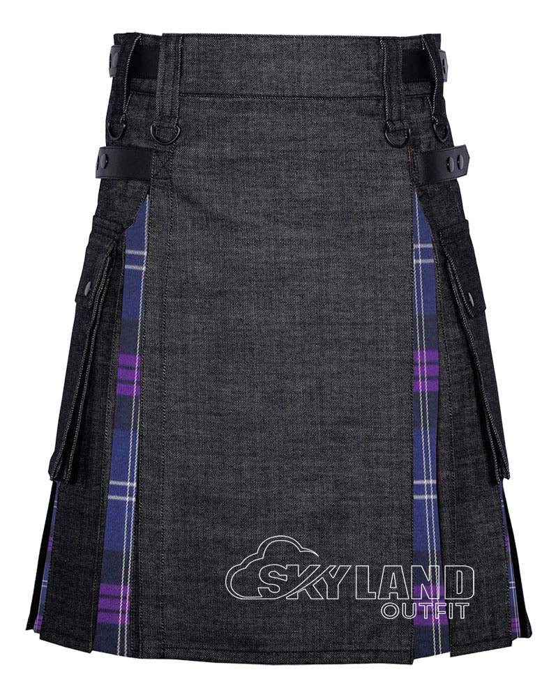 Hybrid Utility Kilts – Black Denim & MacGregor Tartan