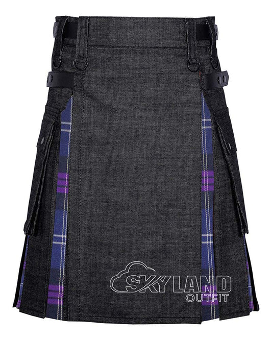 Hybrid Utility Kilts – Black Denim & MacGregor Tartan