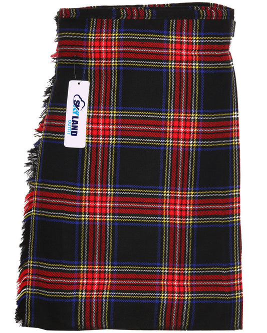 Black Stewart Tartan 5 Yard Casual Wear Scottish Kilt