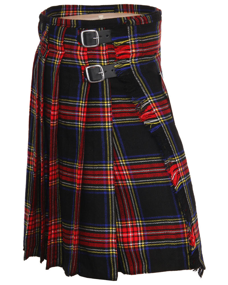 Black Stewart Tartan 5 Yard Casual Wear Scottish Kilt