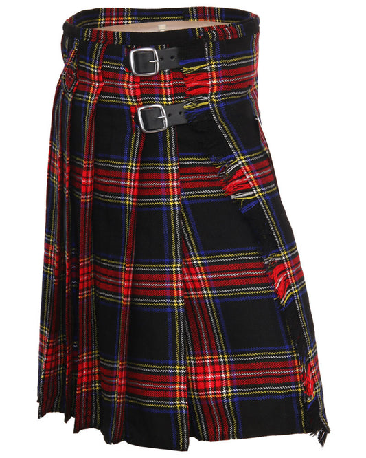 Black Stewart Tartan 5 Yard Casual Wear Scottish Kilt