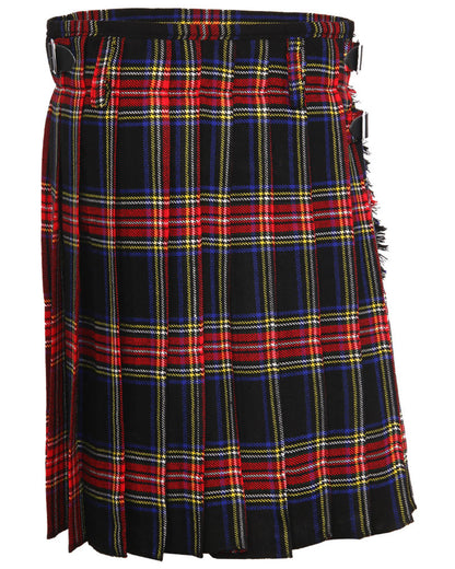Black Stewart Tartan 5 Yard Casual Wear Scottish Kilt