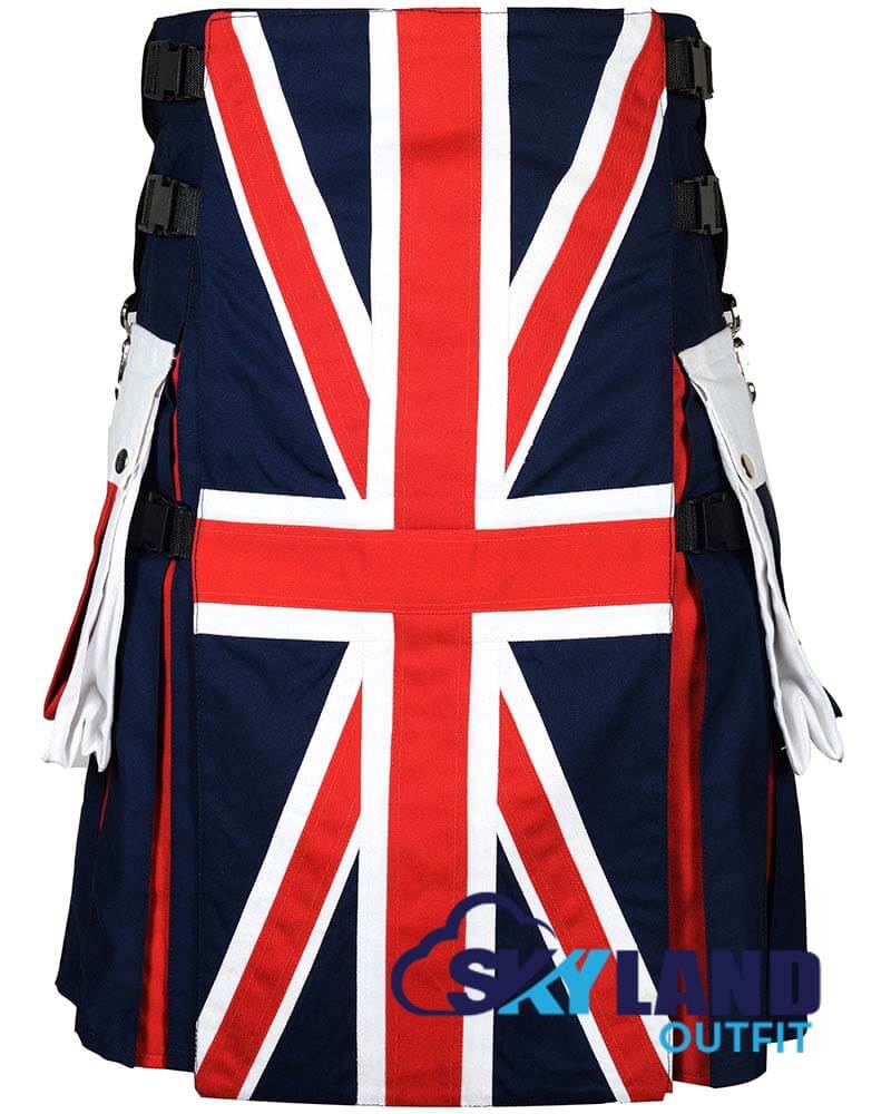 British Flag Utility Kilt – Handmade Cotton Patriotic Kilt for Men