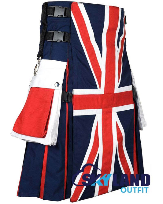 British Flag Utility Kilt – Handmade Cotton Patriotic Kilt for Men