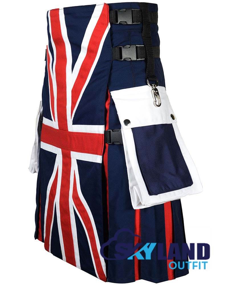 British Flag Utility Kilt – Handmade Cotton Patriotic Kilt for Men