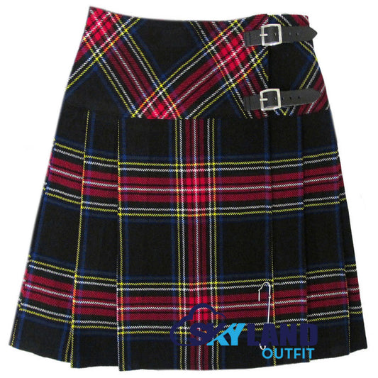Black Stewart Tartan Mini Billie Kilt Girls Mod Skirt image 0