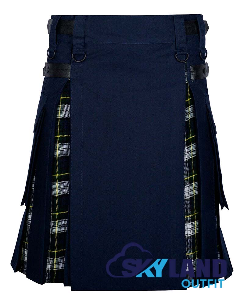 Hybrid Utility Kilts – Blue Cotton & Dress Gordon Tartan Kilt image 0