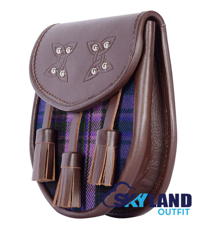 Pride of Scotland Tartan Sporran Brown Leather Scottish Sporran image 2