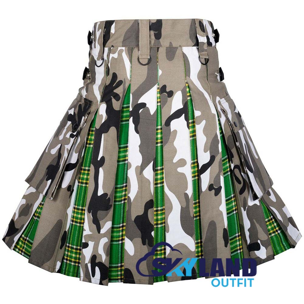 Hybrid Utility Kilts – Camouflage Cotton & Irish Tartan Kilt image 3