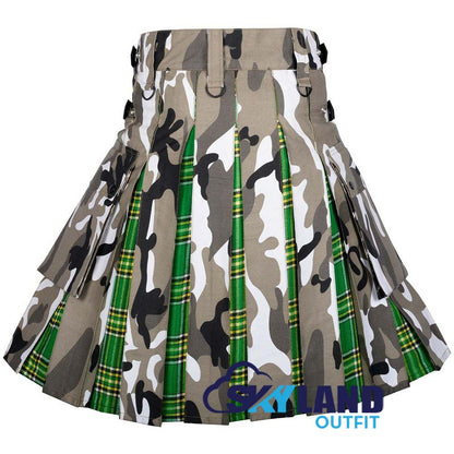 Hybrid Utility Kilts – Camouflage Cotton & Irish Tartan Kilt image 3