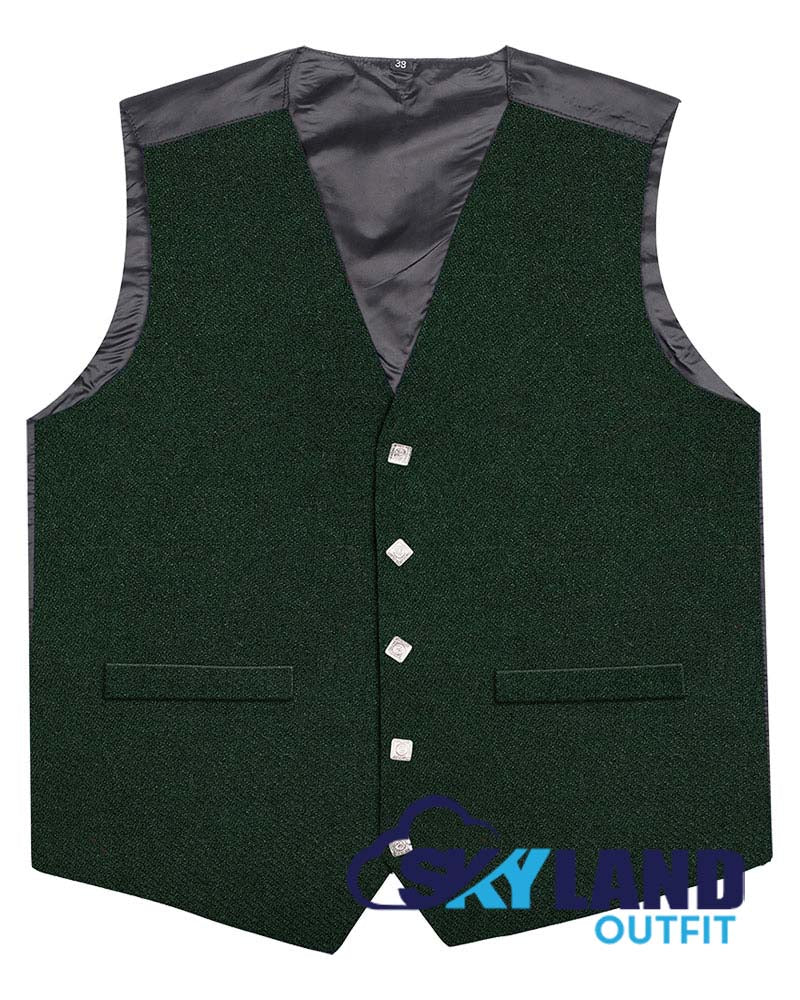 Solid Green Tartan Waistcoat - Argyle Vest Made to Order image 0