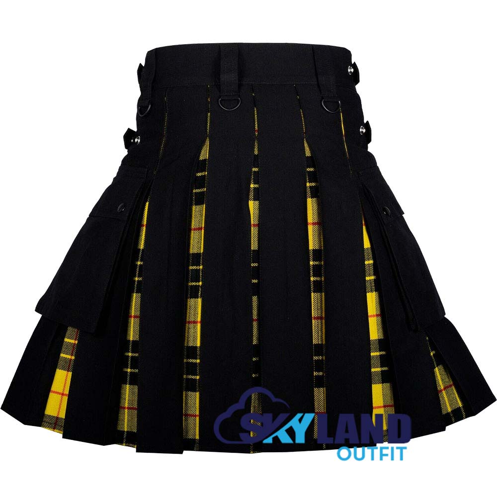 Hybrid Utility Kilts Black Cotton & MacLeod of Lewis Tartan Kilt image 3