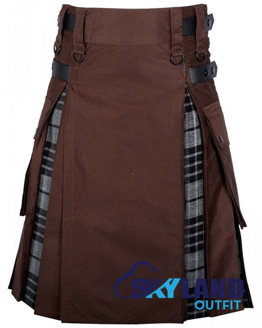 Hybrid Utility Kilts - Brown Cotton & Grey Watch Tartan Kilt image 0