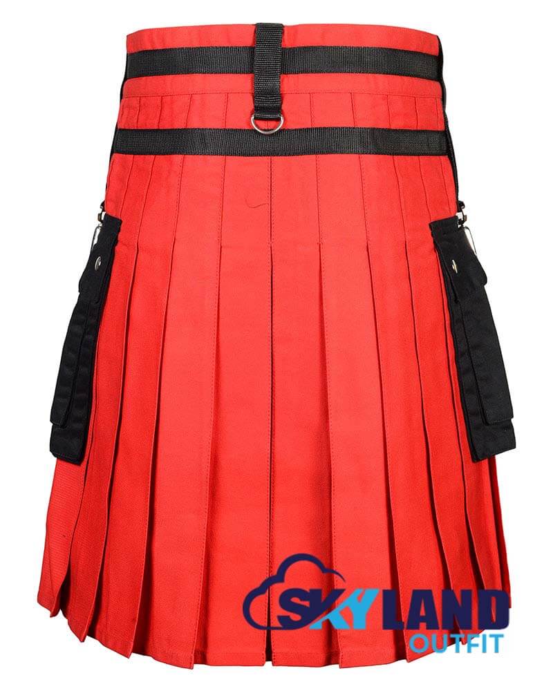 Canadian Flag Utility Kilt – Handmade Cotton Patriotic Kilt for Men