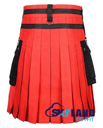 Canadian Flag Utility Kilt – Handmade Cotton Patriotic Kilt for Men