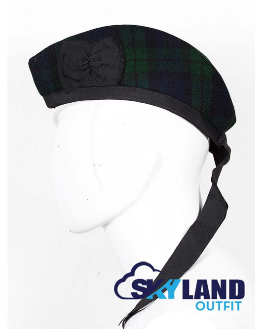 Black Watch Tartan Glengarry Hat Scottish Highlander Cap image 1