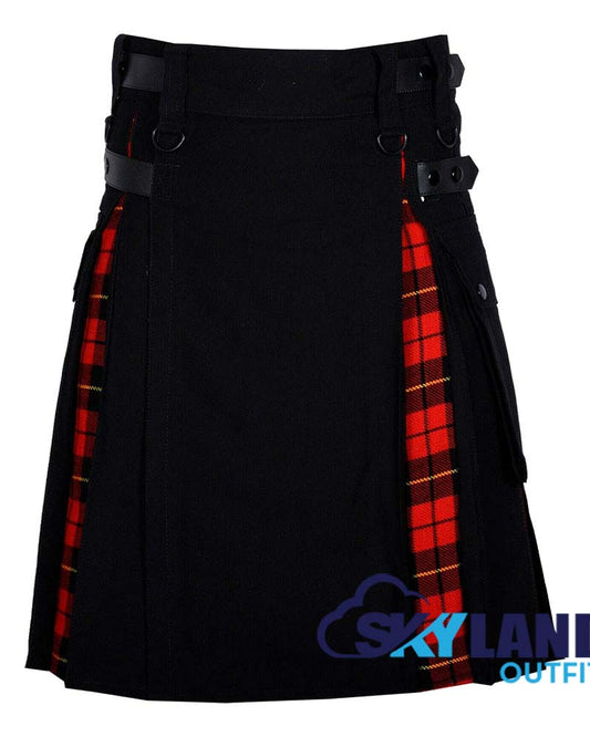 Hybrid Utility Kilts - Black Cotton & Wallace Tartan Kilt image 0