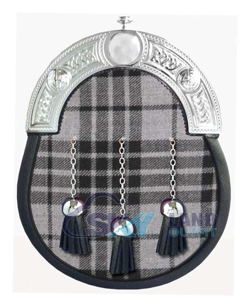 Grey Watch Tartan Sporran Scottish Full Dress Leather Sporran image 0