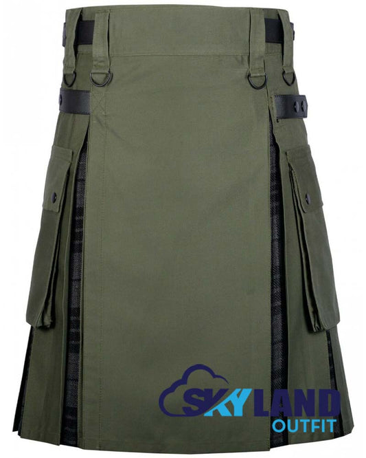 Hybrid Utility Kilts – Oliver Green & Grey Watch Tartan Kilt image 0