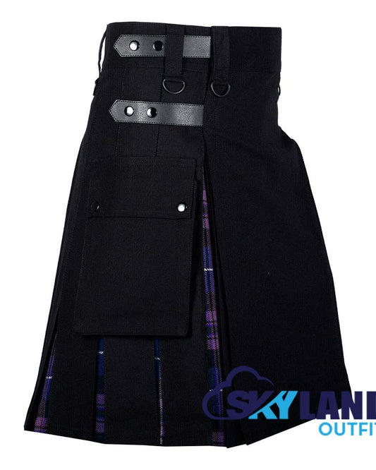 Hybrid Utility Kilts - Black Cotton & Pride of Scotland Tartan Kilt image 1