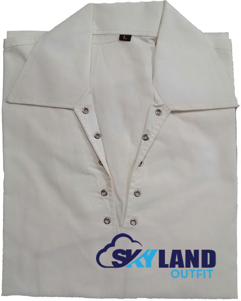 Jacobite Ghillie Shirt Off-White Cotton Jacobean Full Sleeve Shirt image 2