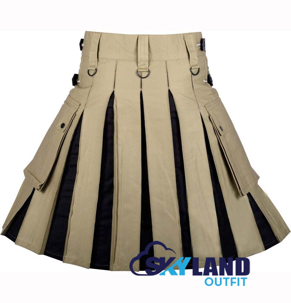 Hybrid Utility Kilts – Khaki Cotton & Black Cotton Kilt image 3