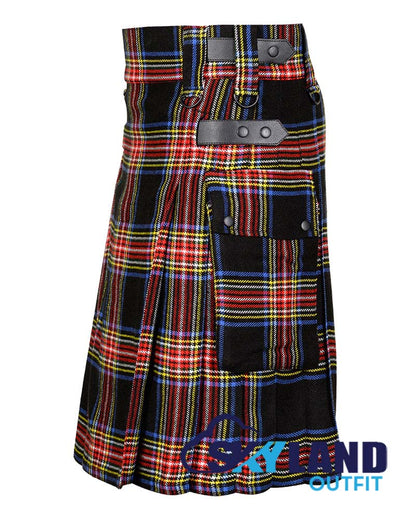 Black Stewart Tartan Kilt Modern Utility Kilts image 2