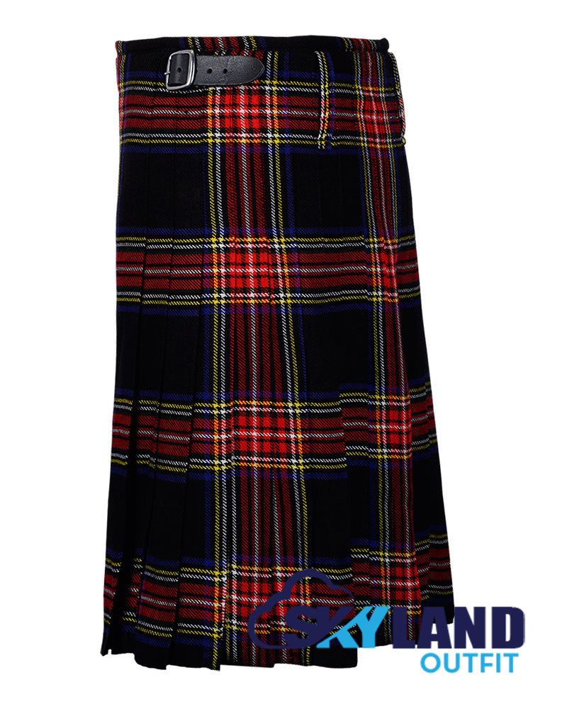 Black Stewart 8 Yard Kilt for Men Traditional Scottish Tartan Kilt image 2