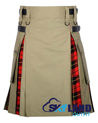Hybrid Utility Kilts – Khaki Cotton & Wallace Tartan Kilt image 0