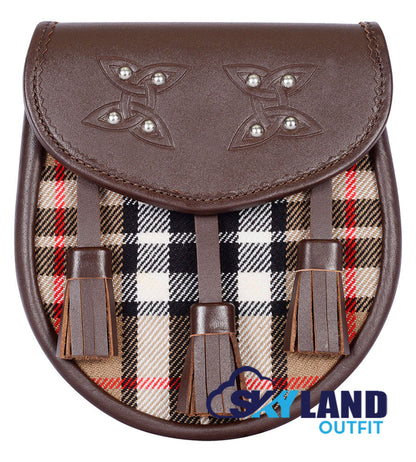 Campbell Thompson Tartan Sporran Brown Leather Sporran image 0